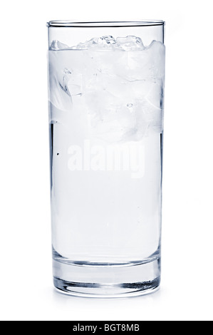 Full glass of water with ice isolated on white background Stock Photo