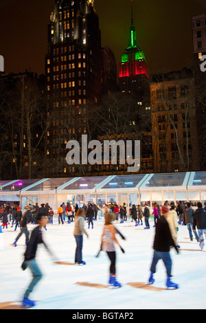 Skating Rink in Bryant Park in Manhattan, New York City Stock Photo