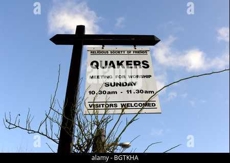 Quakers sign at Religious Society of Friends at their meeting house in Littlehampton UK Stock Photo