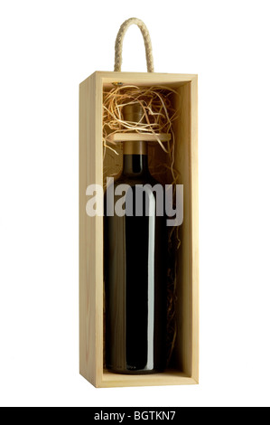 Wooden gift box for wine isolated on white Stock Photo - Alamy