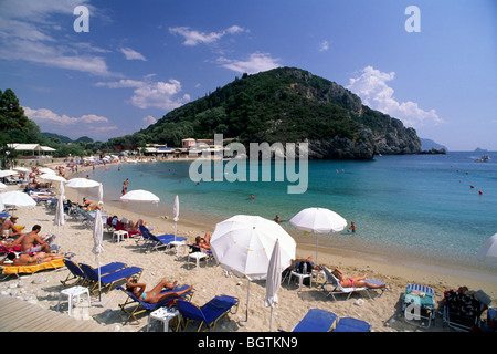 Greece, Ionian Islands, Corfu, Paleokastritsa beach Stock Photo