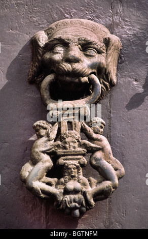 Ornate door knocker on church door. Sucre, Bolivia. Stock Photo