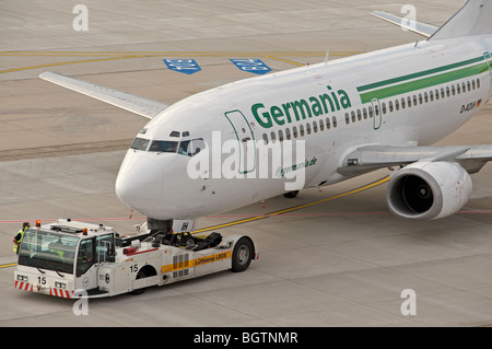 Germania Boeing 737 passenger airliner, Dusseldorf International airport, Germany. Stock Photo