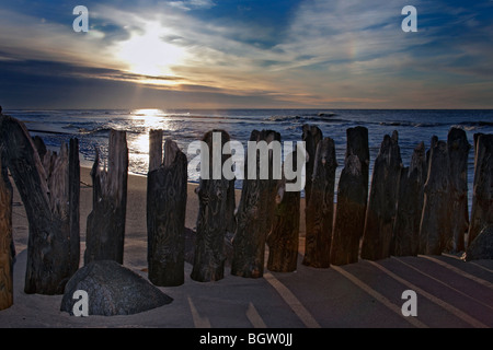 Groyne on the beach in Westerland, Sylt island, North Sea, Schleswig-Holstein, Germany, Europe Stock Photo