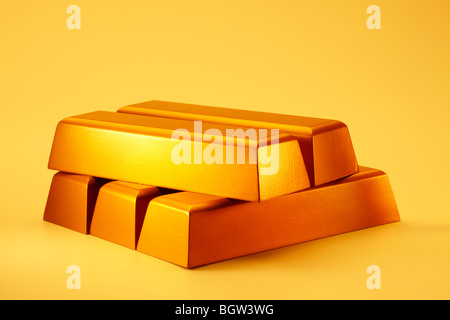 Gold Bars Stacked Stock Photo