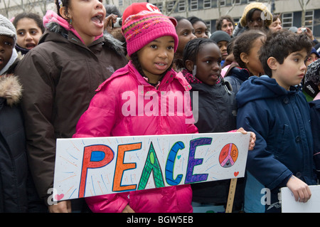 Students re-enact Martin Luther King Jr.'s 1963 March on Washington in Brooklyn in New York Stock Photo