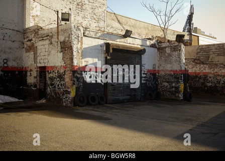 The remains of a service station on the West Side of Manhattan in New York Stock Photo