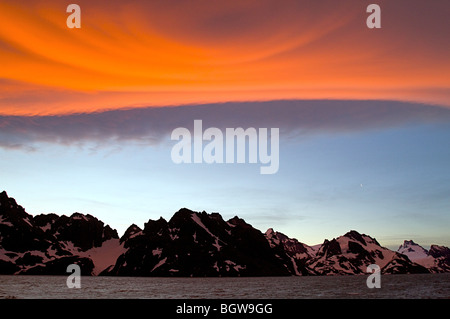 Lenticular storm clouds over South Georgia Island.Storm clouds over South Georgia Island. Stock Photo