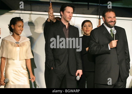 Canadian American actor Keanu Reeves, actress Jada Pinkett Smith, producer Joel Silver, world premiere of The Matrix Revolutions Stock Photo