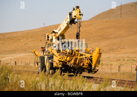 railroad maintenance vehicles in California Stock Photo