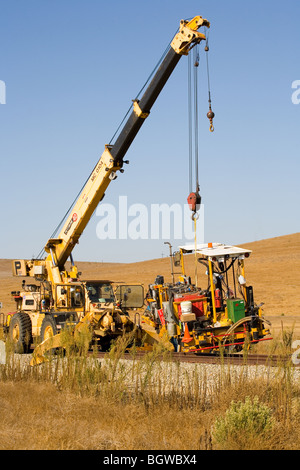 railroad maintenance vehicles in California Stock Photo