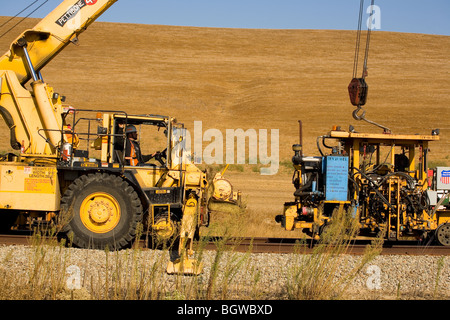 railroad maintenance vehicles in California Stock Photo