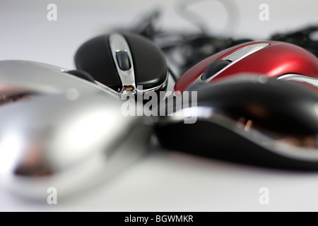 Optical computer mouse in defferent colors. Stock Photo