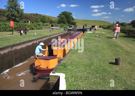 Beeston Iron Lock on the Shropshire Union Canal, made of large iron sheets, was built in 1828. Stock Photo