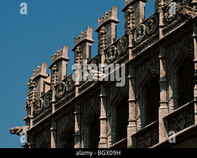 Merlon and gargoyles. La Lonja de la Seda (Silk Exchange building). Late Gothic style. Valencia. Spain Stock Photo