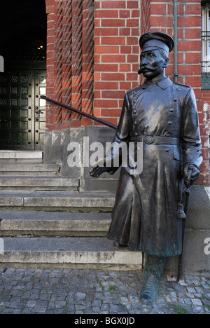 Berlin. Germany. Statue of Wilhelm Voigt aka Captain of Kopenick outside Kopenick Rathaus. Stock Photo