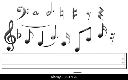 Collection of 3D musical symbols cut-out Stock Photo