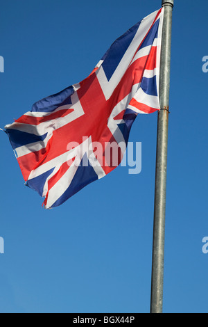 Union Jack flag flying Stock Photo