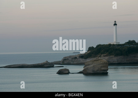 City waterfront Beach with marina lighthouse Biarritz Bordeaux Atlantic Coast Aquitaine France Stock Photo