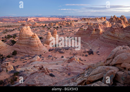 View of Cottonwood Teepees rock formations in Coyote Buttes Stock Photo