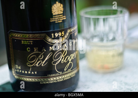 REIMS, France — Pol Roger's 1995 vintage Cuvee Sir Winston Churchill. Stock Photo