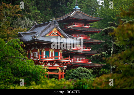 PAGODAS grace the JAPANESE TEA GARDEN in GOLDEN GATE PARK - SAN FRANCISCO, CALIFORNIA Stock Photo