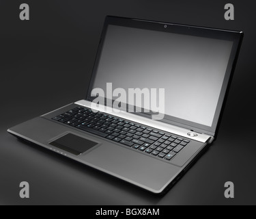 High-end 17-inch black laptop computer isolated with a clipping path Stock Photo