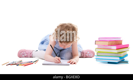 Little Girl Drawing Stock Photo