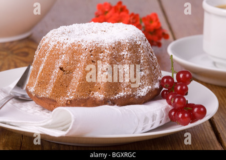 stirred cake with berries Stock Photo