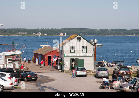 The public wharf at Five Islands along the  Sheepscot River Stock Photo