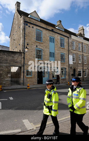 Police on patrol during the opening of The Highgrove Shop in Tetbury Gloucestershire 17 March 2008 Stock Photo