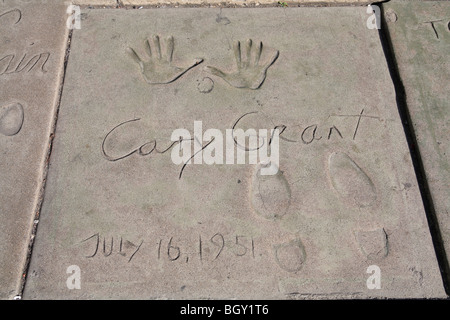 Cary Grant, Hand and Foot Prints, Chinese Mann movie Theatre, Hollywood Boulevard, Hollywood, Los Angeles, California, USA Stock Photo