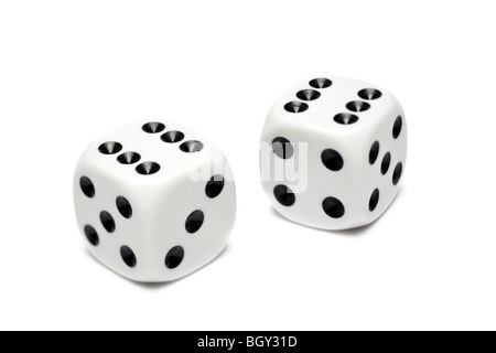 Pair of white dice Stock Photo