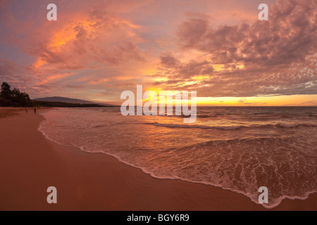 Sunset on Hapuna Beach,Hawaii Stock Photo