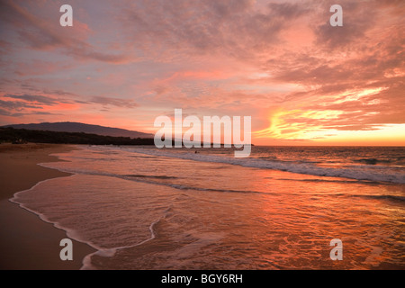 Sunset on Hapuna Beach,Hawaii Stock Photo