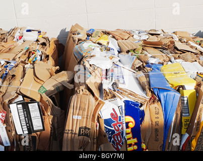 cardboard boxes flattened and bound for recycling Stock Photo