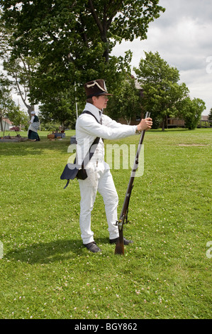 War of 1812 reenactor: American soldier standing with musket. Stock Photo