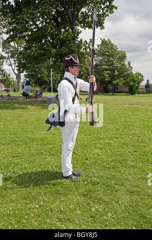 War of 1812 reenactor: American soldier standing with musket. Stock Photo