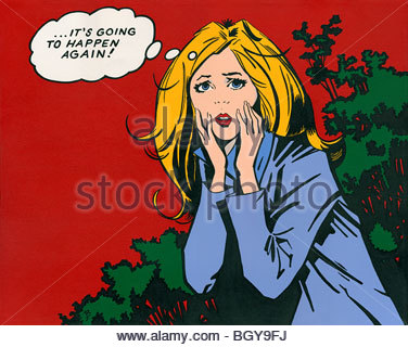 cartoon worried woman Stock Vector Art & Illustration, Vector Image