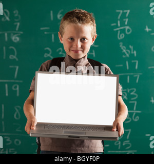 Student holding laptop Stock Photo