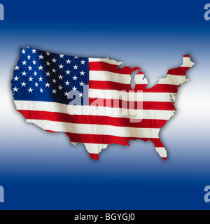 American flag in shape of United States Stock Photo