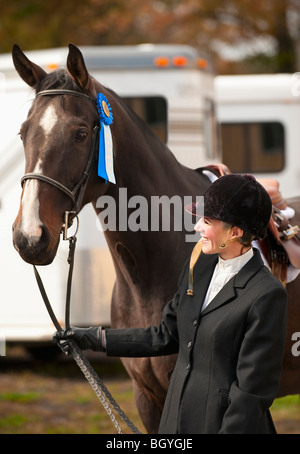 Jockey and horse Stock Photo