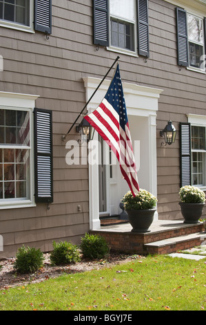 American flag on house Stock Photo