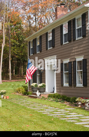 American flag on house Stock Photo