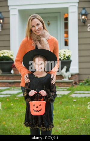 Girl dressed as witch Stock Photo