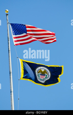 American and federal reserve flag Stock Photo