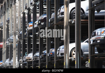 new cars on a parking lot, vehicle trade and car market new cars on a ...