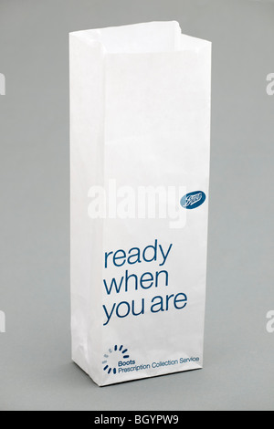 'Boots Chemists' Prescription collection service bag. EDITORIAL ONLY Stock Photo