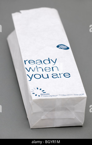 'Boots Chemists' Prescription collection service bag. EDITORIAL ONLY Stock Photo