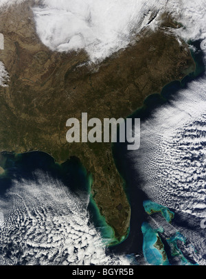 Satellite Terra view of the Southeastern United States,photo taken in 2010. Credit NASA Stock Photo